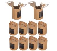 Amosfun 10 Pièces Boîtes à Cupcakes en Papier Kraft avec Fenêtre Transparente et Poignée Intégrée, Boîte Octogonale en Pvc et Papier Kraft pour Emballage Présent Lors de Fêtes et