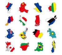 Amosfun 100 Autocollants Voiture à Motifs Drapeaux Nationaux, Décorations Autocollantes pour Carrosserie et Fenêtres, Lot Créatif 50 Cartes du Monde, Autocollants Décoratifs Polyvalents