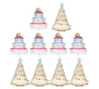 Amosfun 10pièces Ballons Aluminium Pour Gâteau Ballons Décoratifs Forme De Chapeau Pour Anniversaire Et Shower