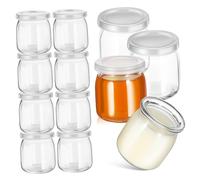 Amosfun 12 Pièces Lot de Pots Verre avec Couvercles Bocaux Résistants à Haute Température pour Pudding Yaourt Mousse Confiture et Réutilisables pour Dessert et Pâtisserie