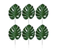 Amosfun 12pcs Artificielle Feuilles Tropicales Feuilles de Monstera avec tiges hawaïenne Tropicale Luau Jungle Plage thème décoration de fête d'anniversaire de Mariage Fournitures (Vert)