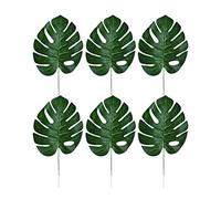 Amosfun 12pcs Artificielle Palmier Tropical Laisse Monstera Feuilles avec des tiges hawaïenne Tropicale Luau Jungle Plage thème décoration de fête de Mariage Anniversaire Fournitures (Green S)