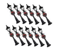 Amosfun 12pièces Lampadaires Miniatures Noir pour Maison De Poupée Décorations Éclairage De Chemin pour Scènes De Village Accessoires De Meubles