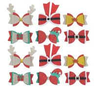 Amosfun 12pièces Nœuds de Cheveux Forme Cerf Pinces à Cheveux pour Filles Accessoires de Noël avec Paillettes pour Fêtes