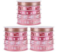 Amosfun 15 Rouleaux Ruban De Noël Décorations De De Noël Ruban De Lin De Noël Faveur De Fête De Noël Arcs De Sapin De Noël Guirlande De Sapin De Noël Décor Ruban Jute Métal Chiffon