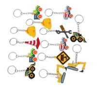 Amosfun 16 Pièces Porte-clés Construction Garçon Fille PVC Mini Camions Pelle Bulldozer Tracteur Anniversaire Fournitures Fête