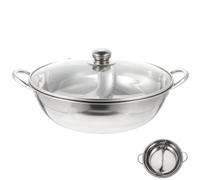 Amosfun 1Ensemble Marmite à Fondue Chinoise Acier Inoxydable avec Compartiments Double et Couvercle Pot à Soupe Pratique pour Réunions Familiales et Cadeau de Pendaison de Crémaillère