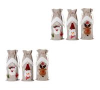 Amosfun 2 Ensembles Ensemble De Bouteilles De Vin De Noël Capsules De Vin pour Bouteilles De Bouteille De Noël Décors De Couvre-Bouteilles De Vin Sachets De Vin Lin 3 Pièces * 2