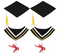 Amosfun 2 Ensembles Peluche Diplômé pour Décoration Intérieure ou Cadeau Souvenir avec Toge et Écharpe Jaune Tenue Complète de Cérémonie