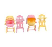 Amosfun 2 Ensembles Realistic Stroller and High Chair for Pretend Play Lightweight and Compact Mini Furniture Set