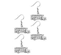 Amosfun 2 Paires de Boucles D'oreilles Créatives en Alliage de Zinc Argenté, Motif Bus Scolaire, Accessoires Décoratifs Résistants pour Femmes et Filles, Présent Chauffeur de Bus,