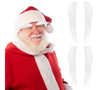 Amosfun 2 Paires Sourcils Blancs du Père Noël Perruque du Père Noël Barbe de Noël Jeu de Rôle de Noël Accessoires de Costume pour Adultes Enfants Père Noël Ruprecht Dieu Cosplay, Blanc.