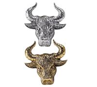 Amosfun 2 Pcs Broche à Tête de Bœuf Vintage Chic pour Femme, Épingle à Poitrine Zodiaque Chinois, Facile à Associer Pull ou Écharpe