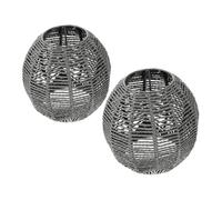 Amosfun 2 Pièces Abat Jour Suspension Artisanal Petit Modèle Abat Jour Corde Tissé Main Boho Design pour Plafonnier Salon Cuisine Restaurant et Location Saisonnière Lot