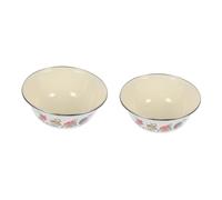 Amosfun 2 pièces Bol Émaillé Vintage Fer Résistant Bols à Soupe et Nouilles Instantanées sans Couvercle Anti-dérapants pour Usage Domestique et Repas Quotidiens