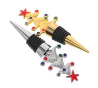 Amosfun 2 Pièces Bouchons de Vin Forme de Sapin de Noël Bouchons Réutilisables Métal pour Préservation des Bouteilles Verre Accessoires Décoratifs Festifs pour de Noël et Conservation