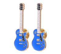 Amosfun 2 Pièces Broche Vintage Guitare en Alliage Bleu, Accessoire Léger et Polyvalent pour Décoration de Veste ou Revers de Chapeau, Présent pour Musicien et Amateur de Guitare