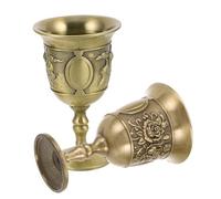 Amosfun 2 Pièces Calices Métal Vintage Européens à Tige Haute Gobelets à Vin Romains Dorés avec Motifs Fleur et Château Résistants Design Rétro pour Boissons Alcoolisées
