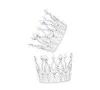 Amosfun 2 pièces Couronne de Strass Argentée pour Mariage et Anniversaire Accessoire de Tête et Confortable Diadème Circulaire Adapté Aux Garçon Fille et Adultes Ornement Nuptial Élégant