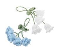 Amosfun 2 Pièces Crochet Flower Rearview Mirror Pendant Lightweight Car Mirror Hanging Ornaments For Automotive Interior Decoration Creative Knitted Plant Design For Office And Home