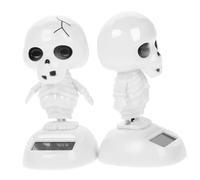 Amosfun 2 Pièces Décoration Halloween Squelette à Solaire pour Voiture Objet Déco Bureau Intérieur Figurine Tête Branlante Pratique et