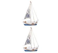 Amosfun 2 Pièces Décoration Voile Bateau Nautique décor Antique Coquillages Plage Pirate voilier Decoration Room Decor Petit modèle de voilier Ornement de voilier de Bureau en Bois
