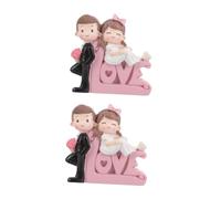 Amosfun 2 Pièces Figurine de Gâteau de Mariage Éléganter Couple de Mariés Décoration Romantique pour Gâteau et Bureau Marron