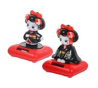 Amosfun 2 Pièces Figurines Kimono Dansantes à Tête Secouante Décoration Voiture et Bureau de Petites Poupées Noir pour Tableau de Bord et Intérieur