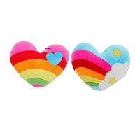 Amosfun 2 Pièces Lot de Coussins Forme de Cœur Arc Ciel Pelucheux Oreillers Décoratifs Peluche pour et Lit Adulte Doux et Élastiques pour Couples