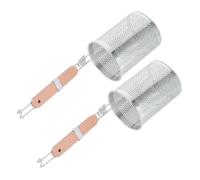 Amosfun 2 Pièces Lot de Paniers Passoire Inox Micro Perforés avec Poignée Passoire à Nouilles Réutilisable pour Pâtes Ramen Légumes et Cuisson Vapeur