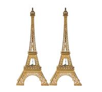 Amosfun 2 Pièces Lumière LED Tour Eiffel Veilleuse Lampe De Table Modèles D'architecture en Métal Artisanat Bureau Décoration De La Maison Art d'anniversaire Or