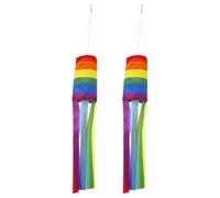 Amosfun 2 Pièces Manche à Air Décorative D'extérieur en Polyester, Légère | Drapeaux Décoratifs Suspendus, Agite au Vent, Usage Portail et Pelouse, Ornement Coloré