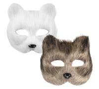 Amosfun 2 Pièces Masque Blanc Demi-visage Renard à Peindre, Ambiance