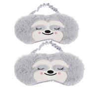 Amosfun 2 Pièces Masque de Sommeil en Peluche Doux pour Garçon et Filles, Bandeau Occultant Confortable et Mignon, pour L'école Voyages, Matériau Pelucheux et Protection la Lumière