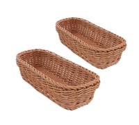 Amosfun 2 Pièces Panier de Rangement pour Ustensiles Tressé Imitation Rotin Organisateur Compact pour Couverts et Fruits Corbeille de Cuisine Pratique et Esthétique