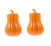 Amosfun 2 Pièces Pots De Bonbons Pour Buffet De Bonbons Pot De Citrouille Avec Couvercle Bocaux Avec Boîte à Biscuits D'automne Corbeille à Noire Cookie Bonbonnière Orange Céramique