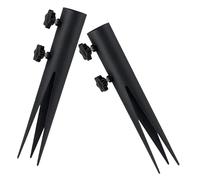 Amosfun 2 Pièces Support de Mât de Drapeau de Jardin en Fer Noir, Piquet | Lampes Solaires et Supports de Torche, Tenue Stable au Sol, Finition Pulvérisée Industrielle
