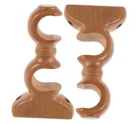 Amosfun 2 Pièces Support de Tringle à Rideaux Décoratif en Bois Double | Support Double Tringle Rideaux, Base de Tige Romaine Réglable, Montage Mural Facile, Chambre et Maison