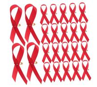 Amosfun 200 Épinglettes Ruban Rouge Vif de Sensibilisation Sida Épingle, Lot 200 Pièces, Broches Ruban Satin Rouge pour Événements Caritatifs et Collectes de Fonds