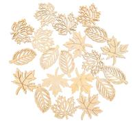 Amosfun 20pcs Embellissement Feuille d'arbre Feuille d'Erable Suspension Creux en Bois Amour Tranches de Disques Suspendu DIY Decoration de Mariage Anniversaire Couleur de Bois