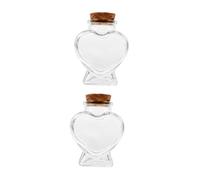 Amosfun 2pcs Bouteille en Verre en Forme De Coeur Mini Bouteilles avec Bouchon Bouteilles Miniatures Récipients en Verre avec Couvercles Récipients à Souhaits en Verre Bocal en Verre Liège