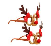 Amosfun 2pcs Noël Monture de lunettes Funny Party Profère Enfants Adultes Jouets Bois Décoratif Lunettes Cartoon Monture De Lunettes De Soleil Photo Accessoires
