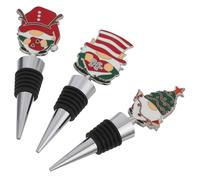 Amosfun 3 Pièces Bouchons de Vin Noël Lot de Bouchons Décoratifs Gnome Rouge pour Bouteille Joint Hermétique pour Conservation Festive des Vins Cadeau Pratique pour