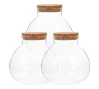 Amosfun 3 Pièces Bouteille en Verre Sphérique avec Bouchon en Liège, Surface Lisse, Usage Multiple pour Micro-Paysage de Mousse, Décoration Moderne Maison