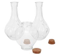 Amosfun 3 Pièces Bouteilles à Sable de Mariage en Verre avec Bouchons en Liège, Forme Cœur Élégante, Symbole D'union Incassable pour Cérémonie et Souvenir de Mariage