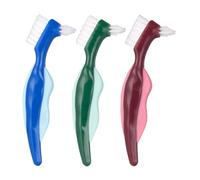 Amosfun 3 Pièces Brosse à Dents Double Tête pour Prothèse Dentaire Nettoyage des Faux Dents Tête Large et Petite pour Zones Difficiles Accès et Portable Entretien Complet du Dentier