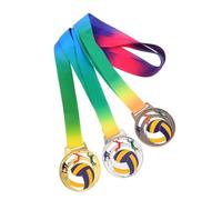 Amosfun 3 Pièces Médaille de Victoire Volley-Ball en Alliage de Zinc, Lot | Ruban de Cou en Polyester, Design Ajouré, Bords Lisses, Couleurs Lumineuses et Séparation Claire