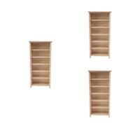 Amosfun 3 Pièces Mini bibliothèque Maison de poupées Accessoires de Maison de poupée Accessoire de décoration Jouets Mini-étagère Meubles verticaux Miniatures Petite décoration Bois