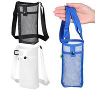 Amosfun 3 Pièces Sacoche en Filet pour Bouteille d'eau Portable avec Bandoulière Réglable et Structure Respirante, pour Randonnées et Sorties en Famille