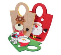 Amosfun 3 Pièces Sacs de Noël Réutilisables Sacs à Bonbons Père Noël Motifs Festifs Pochettes avec Poignées Pratiques pour Fêtes Friandises Anniversaires et Présents